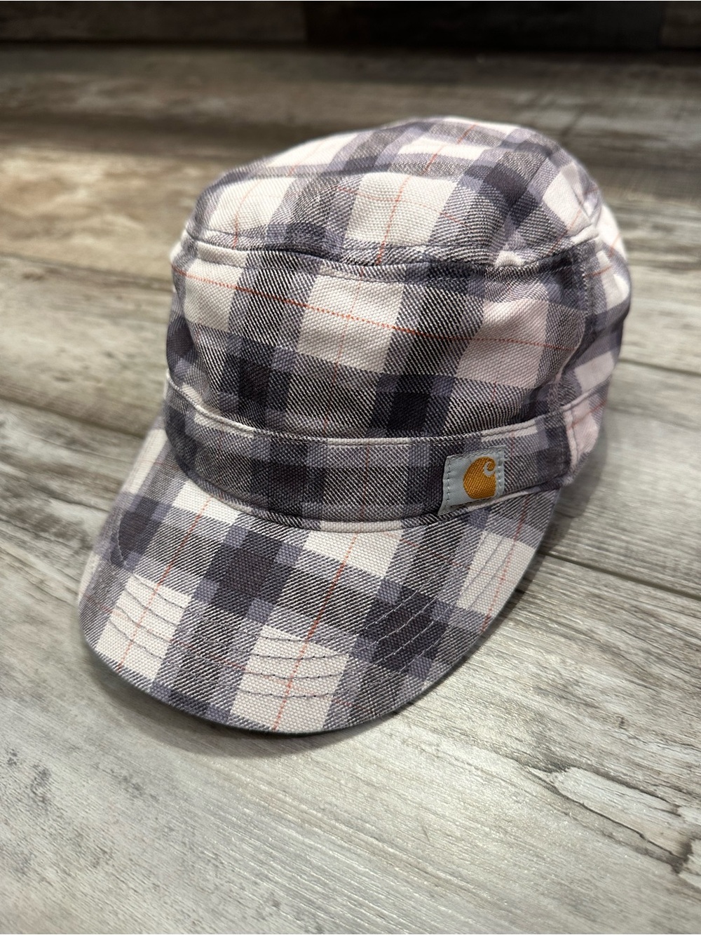 Carhartt Plaid Camp Cap - Purple, Cream and Subtle Orange Stitch